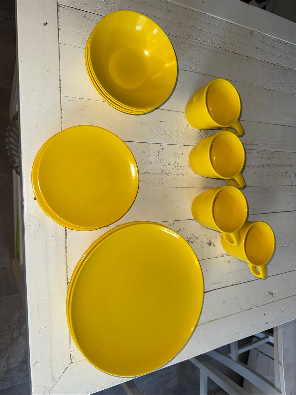 Vintage Beaufort dinnerwear sunshine Yellow melamine 14 pc set made in Canad